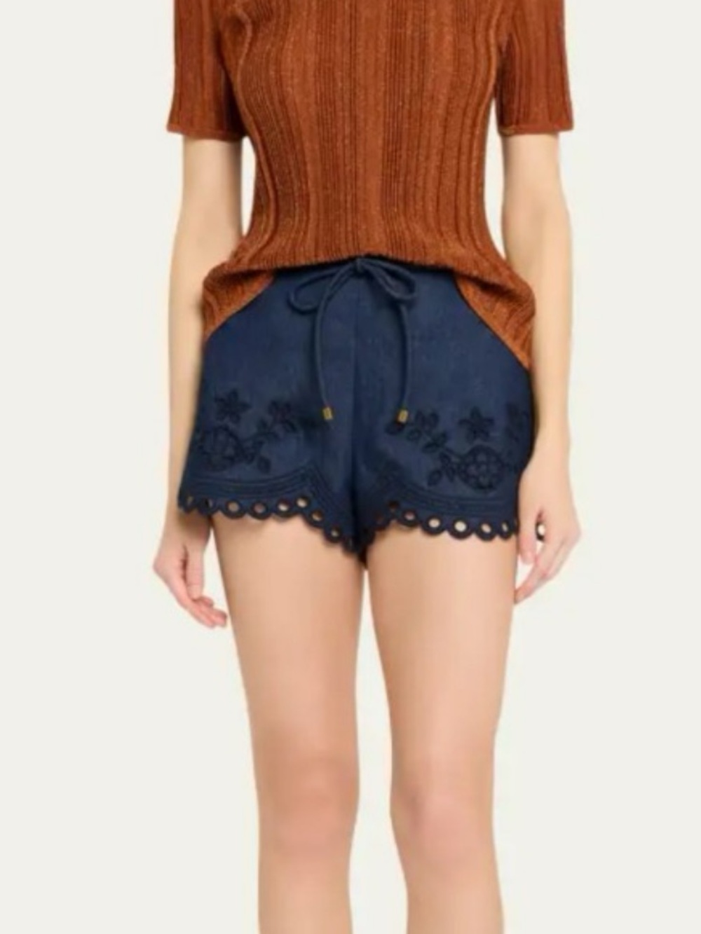 Zimmermann Denim Mahon Broderie Short in Ink - Size 1 - Picture 4 of 6